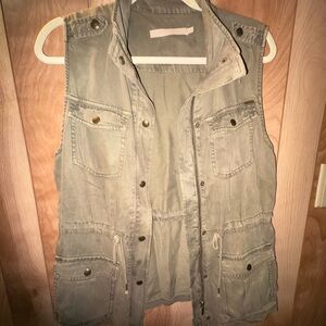 Max Jeans Tencel Utility Vest Green  Size M Women's Zipper Front 4 Pocket medium